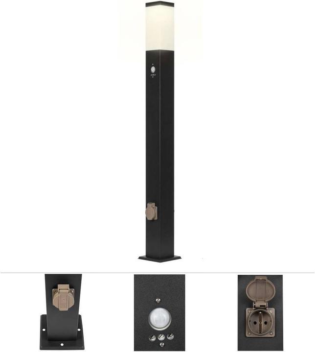 Grafner Padverlichting Staande lamp 100 cm met 2 stopcontacten en bewegingsmelder (E27, IP44)