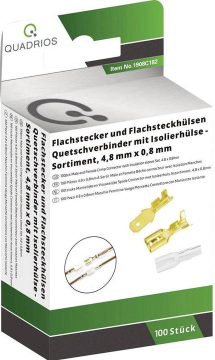 Produktbild Quadrios 1908C182 Quetschverbinder-Sortiment 1.50 mm² 0.50 mm² Messing, Transparent 100 Teile