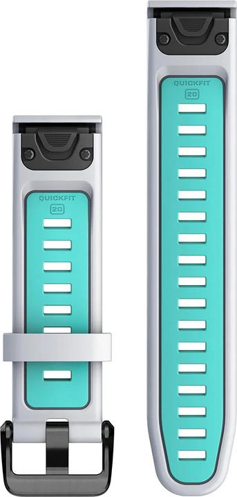 Produktbild Garmin Silikonarmband, Quickfit, 20mm, white/aqua (20 mm, Silikon)
