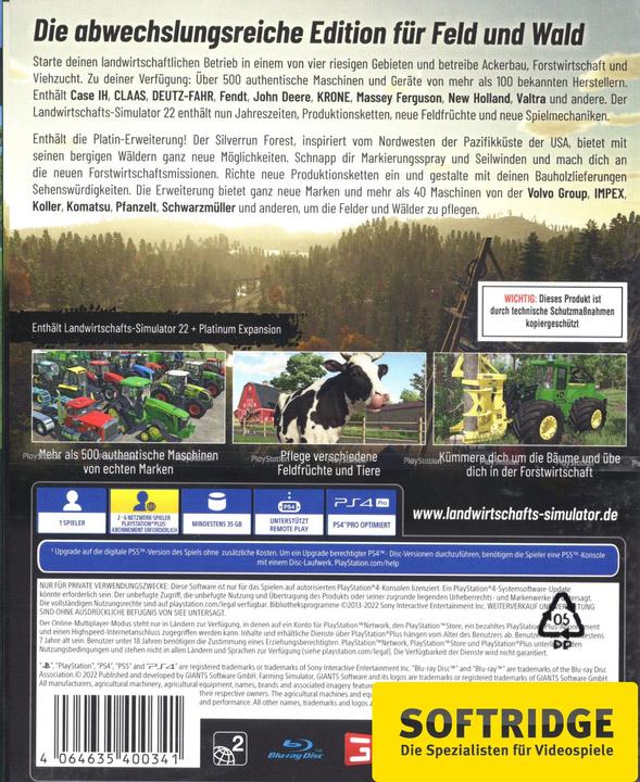 Produktbild Giants Software Landwirtschafts-Simulator 22 - Platinum Edition (PS4, DE)