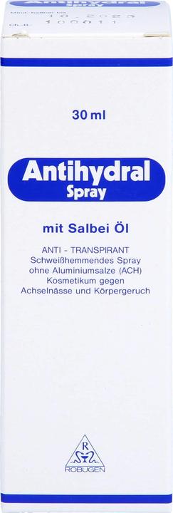 Actual product image Robugen Antihydral spray with sage oil anti-perspirant, 30 ml solution (Spray, 30 ml)