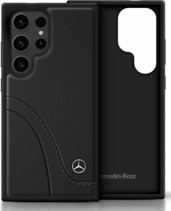 Actual product image Mercedes Leather Curved Stitches Case for Samsung Galaxy S25 Ultra - Black (Samsung Galaxy S25 Ultra)