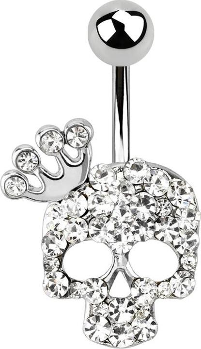 Immagine prodotto Star Piercing Teschio di cristallo d'argento a forma di banana con corona (Acciaio chirurgico 316L, senza ottone)