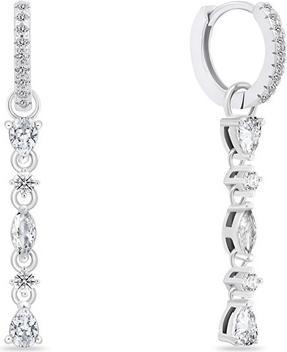 Brilio Silver - Elegant silver earrings 2 in 1 with zircons EA995W