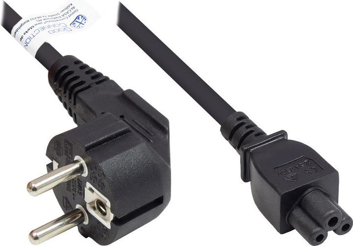 Produktbild Good Connections Netzkabel Schutzkontakt-Stecker Typ E+F (CEE 7/7, gewinkelt) an C5 (gerade) für Notebook, schwarz, 0 (1.80 m, CEE 7/7)