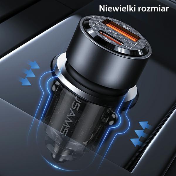 Produktbild Usams Ład. sam. C39 USB+USB-C 60W Fast Charge fioletowy/purple CC208CC02 (US-CC208) (60 W)