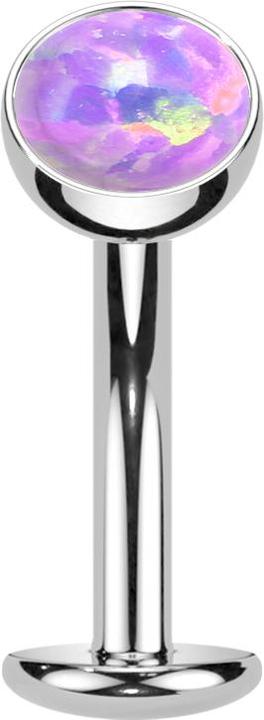 Actual product image Star Piercing Threadless Labret-Stab Banane silber Halbkugel Opal violett (Titanium G23)