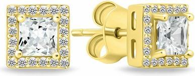 Brilio Silver - Gold-plated stud earrings with black zircons EA580RBC - Diameter: 0.6 cm