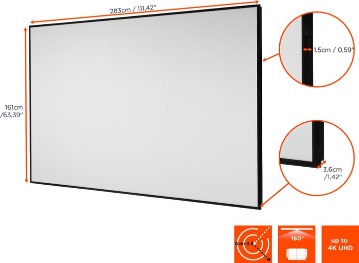 Actual product image Celexon HomeCinema High Contrast Screen Frame 280 x 158 cm, 126" - Dynamic Slate ALR (16:9)