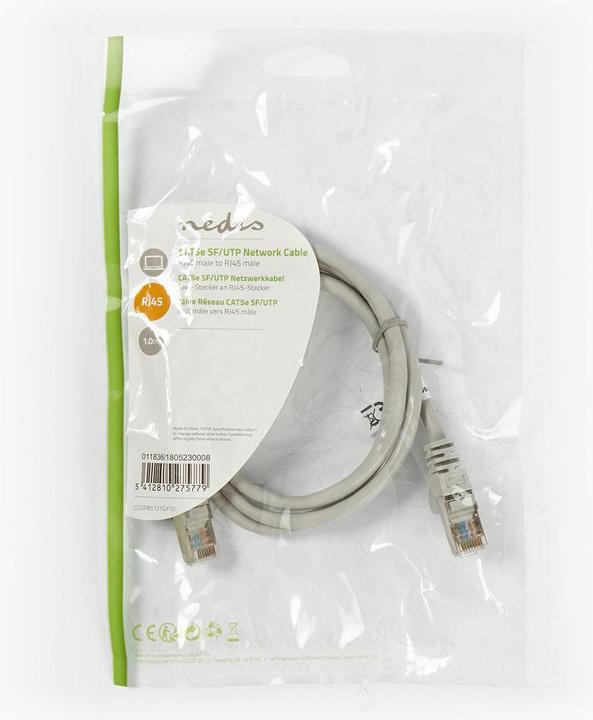 Produktbild Nedis Netzwerkkabel CAT5e SF/UTP R J45 Stecker - RJ45 Stecker (SF/UTP, CAT5e, 1 m)