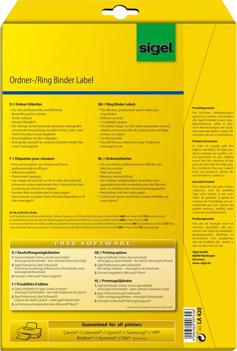 Produktbild Sigel Ordner-Etiketten