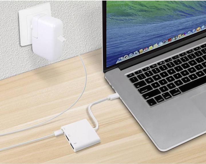Produktbild Renkforce RF-4366444 Schnittstellen-Hub USB 3.2 Gen 1 (3.1 Gen 1) Type-C Weiss (USB-C, 3 Ports)