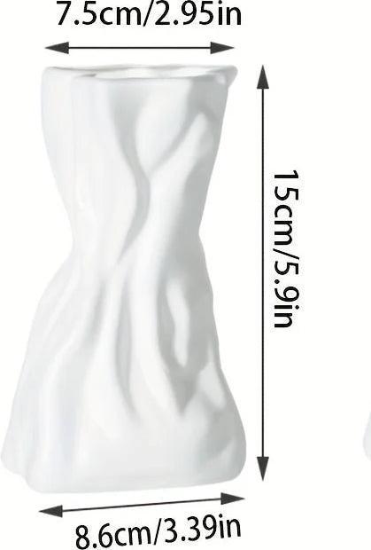 Immagine prodotto Alopini 1pc Modern White Geometric Vase - Bohemian Style Art Decor, Elegantes Blumenarrangement Container (1 x)