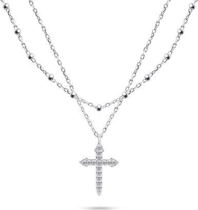Brilio Silver - Stylish double silver necklace NCL93W