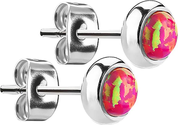Star Piercing Ohrstecker silber mit Opal rot (ohne Messing, Chirurgenstahl 316L)