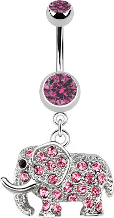 Immagine prodotto Star Piercing Banana in argento con ciondolo elefante rosa (Acciaio chirurgico 316L, senza ottone)