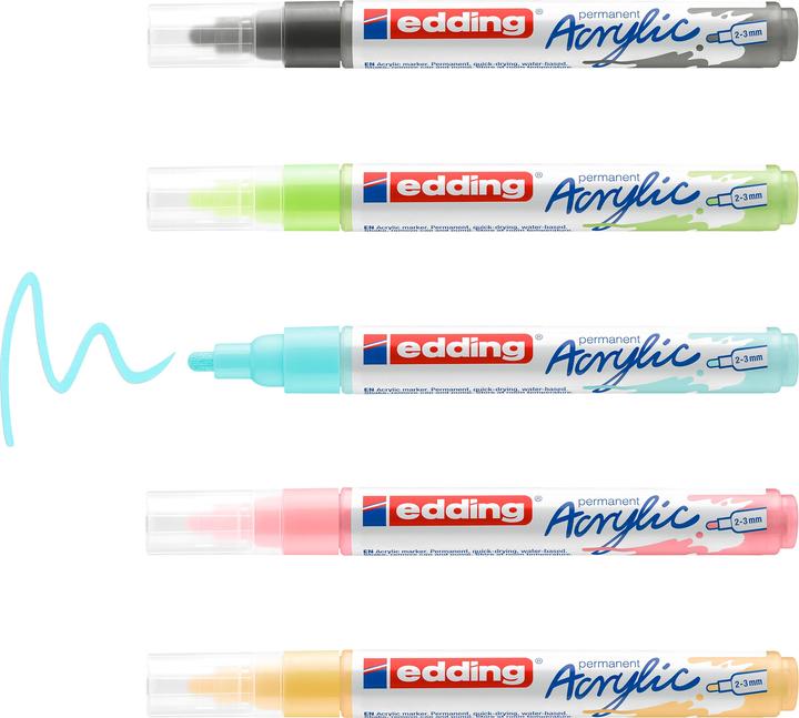 Image du produit Edding Marqueur acrylique 5100 Medium (Multicolore, 3 mm, 5 x)