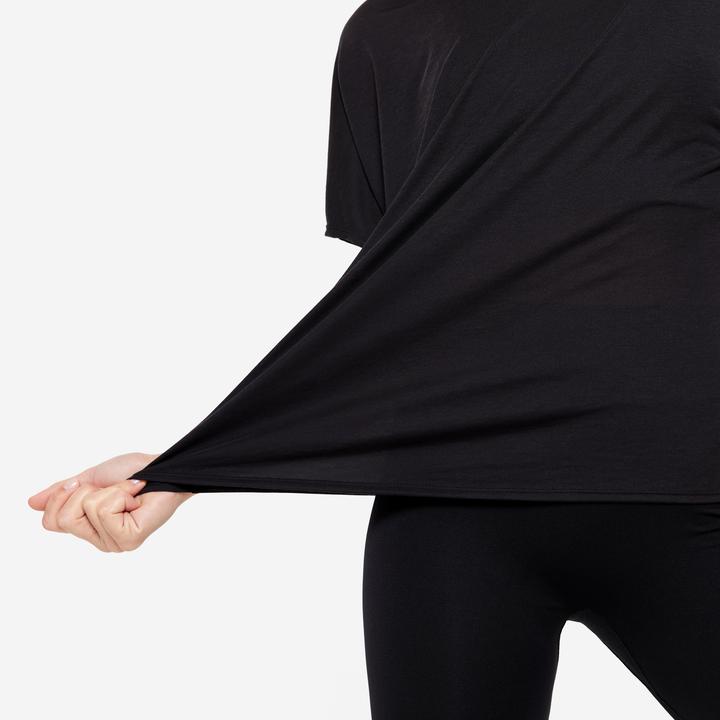 Domyos Tanz-Shirt Damen kurzarm fliessend Modern Dance - schwarz (S)