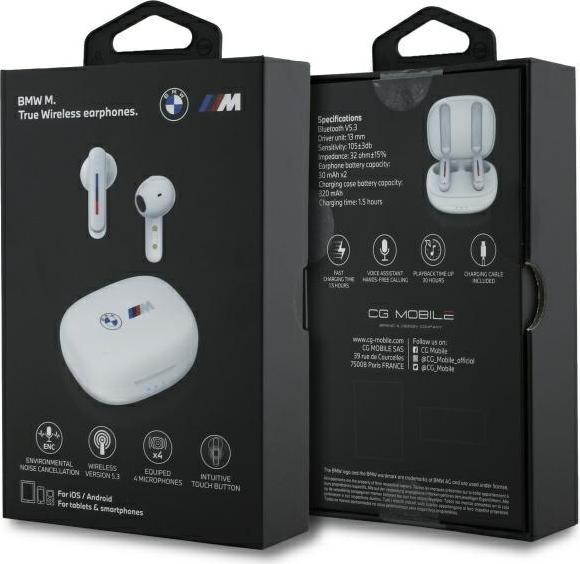 Immagine prodotto BMW Cuffie Bluetooth BMBEMIATP20LOH TWS + docking station bianco/bianco Loghi stampati (Senza fili)