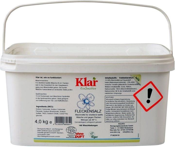 Produktbild Klar Bio-Fleckensalz (160 Waschgänge, Waschpulver)