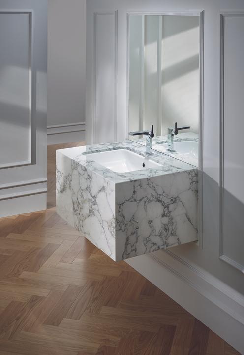 Produktbild Bette One Unterbau-Waschtisch, ohne Hahnloch, mit Überlauf, A135, 435 x 416 mm (434 mm, 435 mm)