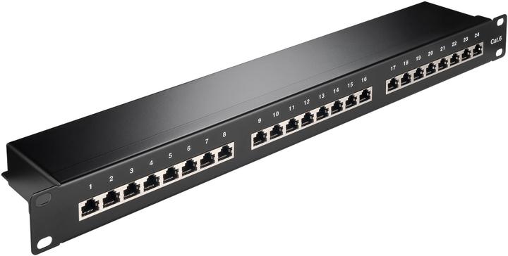Produktbild Goobay CAT 6 48,30cm (19") Patch Panel, 24 Port, Schwarz (S/STP, CAT6, 0.40 m)