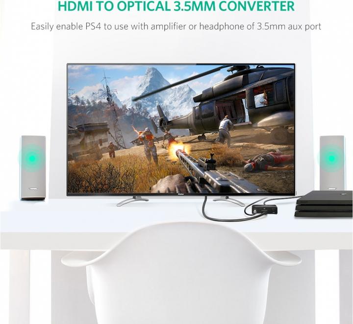 Actual product image Ugreen HDMI to HDMI Adapter with Audio SPDIF AUX Audio Output