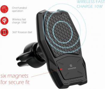 Actual product image Swissten Car Mount + QI Charger