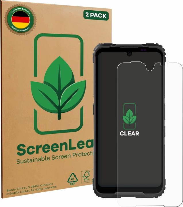 Produktbild ScreenLeaf Schutzfolie nachhaltiger Displayschutz Display Schutz Folie Klar Transparent (2 Stück, ZTE Blade V2020 5G)