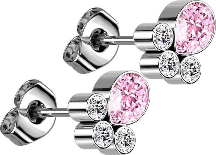 Immagine prodotto Star Piercing Orecchini a perno senza filo argento tre cristalli argento cristallo ovale rosa (Titanio G23, senza ottone)