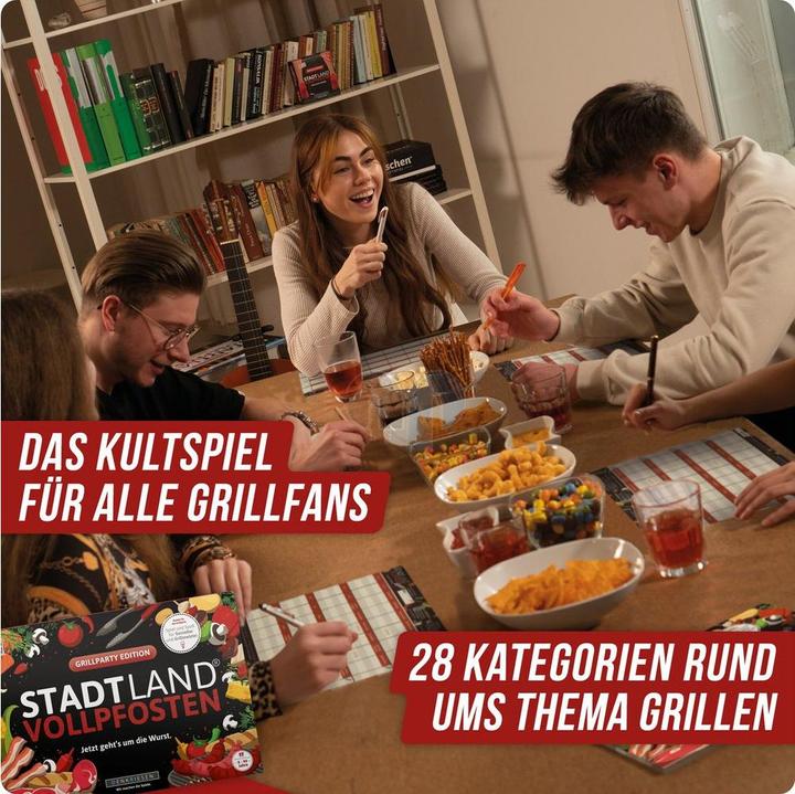 Actual product image Denkriesen STADT LAND VOLLPFOSTEN® A4 - GRILLPARTY EDITION "Now it's time for the sausage". (German)
