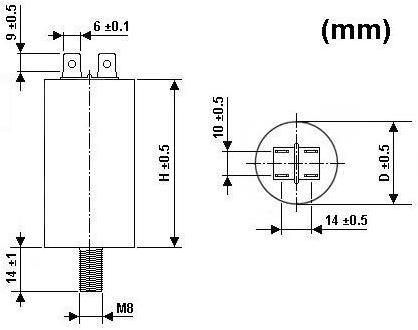 Actual product image Velleman Motor Run Capacitor 40µf 450V