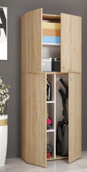 Actual product image VCM Wooden Broom Cleaning Cupboard Lona with Hinged Doors (70 x 37 cm)