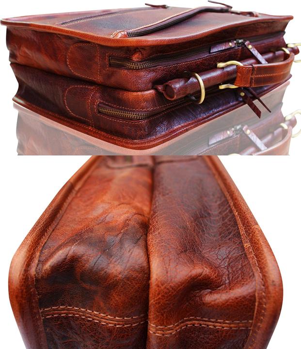 Produktbild Only-Bags.Store Echtes Leder Aktentasche, Laptop Tasche, Büro Umhängetasche, Messenger Bag, Weihnachtsgeschenk (15.50")