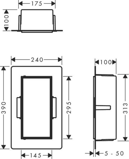 Produktbild hansgrohe HG Wandnische XtraStoris Rock m befliesb. Tür 300x150x100mm ma-sw