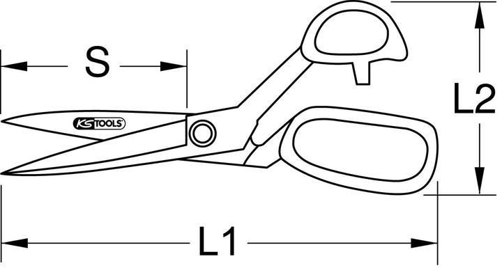 Actual product image KS Tools TITANplus universal scissors, total length 225 mm, cutting length 122 mm (22.50 cm)