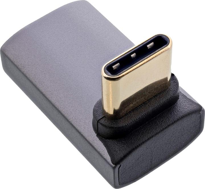 Actual product image InLine USB4 adapter, USB-C plug/socket angled top/bottom, aluminium, grey (USB-C)