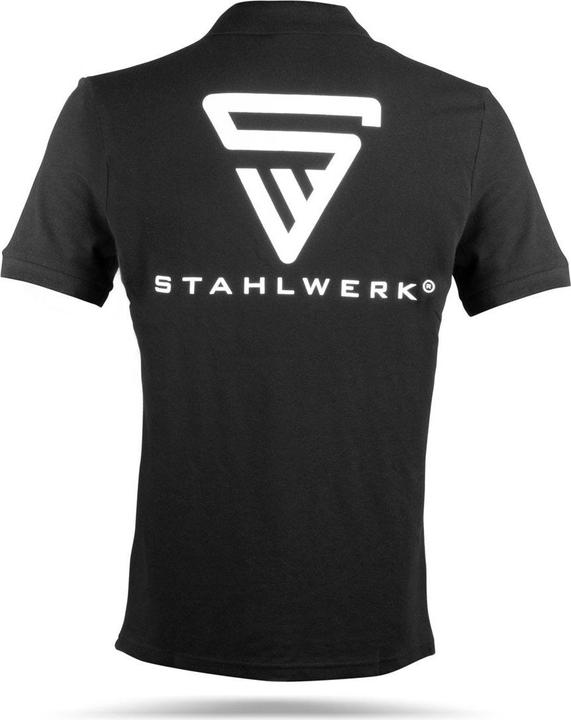 Immagine prodotto Stahlwerk Polo taglia XXL nera a maniche corte con logo stampato 100% cotone (XXL)