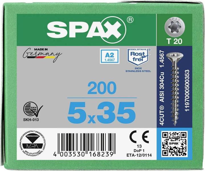 Productafbeelding Spax Spaanplaatschroeven A2 (200 Schroeven per stuk)