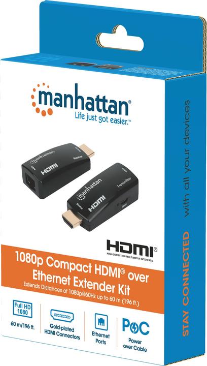 Image du produit Manhattan HDMI zu RJ45 (Micro USB, RJ45, HDMI, 2.70 cm)
