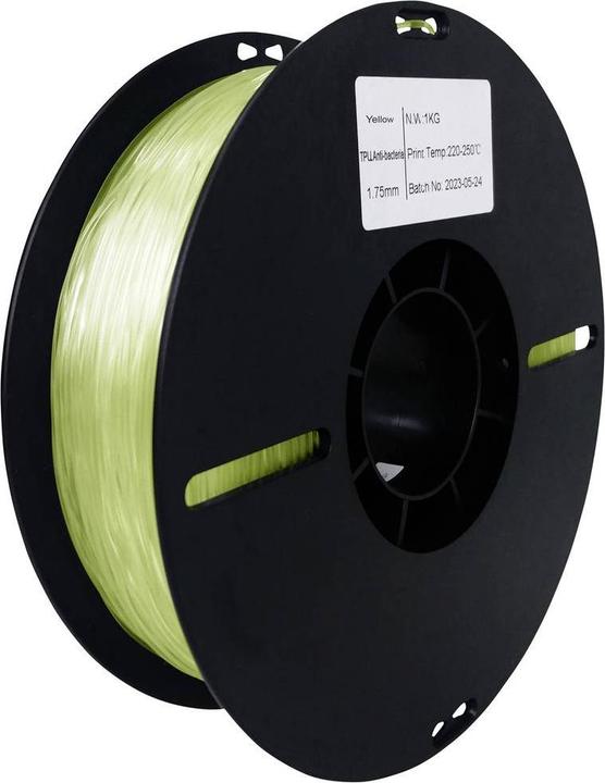 Produktbild Renkforce RF-5771506 Filament TPU antibakteriell, flexibel, hohe Zugfestigkeit 1.75mm 1kg Transpare (TPU, 1.75 mm, 1000 g, Transparent, Gelb)