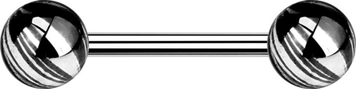 Star Piercing Barbell silber mit zwei Kugeln schwarz elektrisch Beschichtet (Chirurgenstahl 316L)