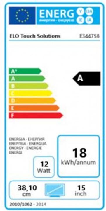 Label énergétique ēlo ET1517L ÉCRAN TACTILE (1024 x 768 pixels, 15")