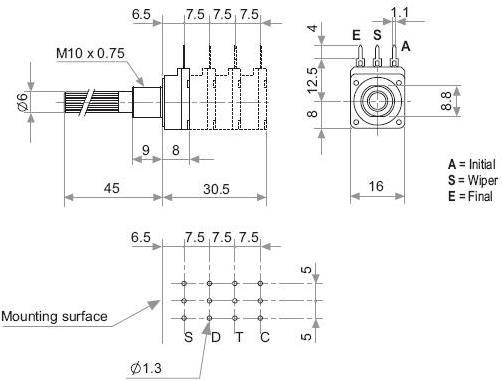Actual product image Velleman Potmeter Mono Log 47K