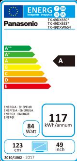 Energie-Label Panasonic Tx-49dxw654 (49", LCD, 4K)