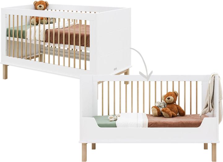 Produktbild Bopita Gitterbett 70x140 umbaubar Mika Weiss/Eiche (70 x 140 cm)