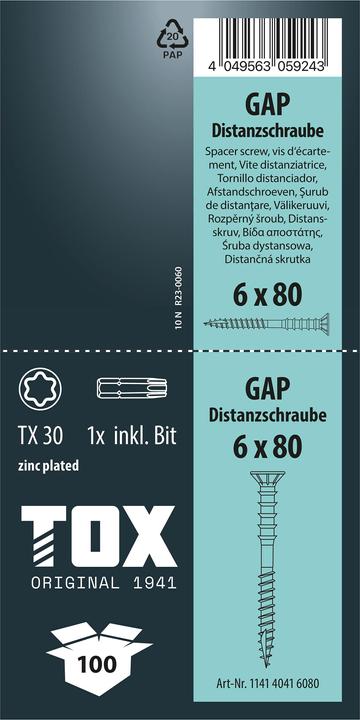Productafbeelding Tox GAP 6,0 x 80 (100 stuks) (100 Schroeven per stuk)