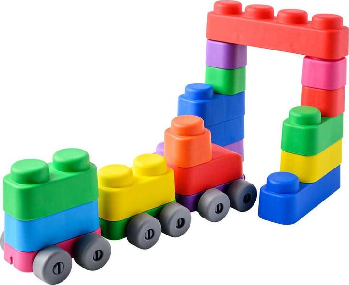 Montessori Spielzeug, Lernspielzeug, weiche Blöcke und Räder – 25 Blöcke und 16 Räder