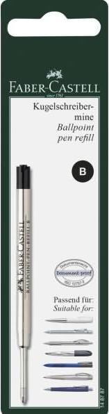 Actual product image Faber-Castell Castell 148787 - Ballpoint pen refill, refill B, black (Refill, Black, 0.50 mm)