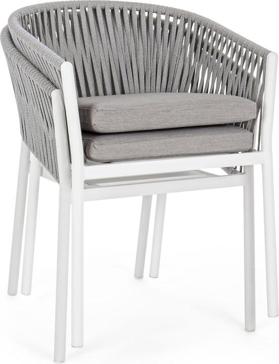 Image du produit Bizzotto Chaise de jardin Florencia avec accoudoirs et coussin blanc